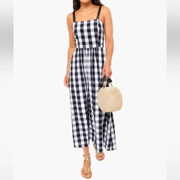 NEW Tuckernuck Women's Large LELIA Black White Gingham Maxi Dress - Picture 1 of 6